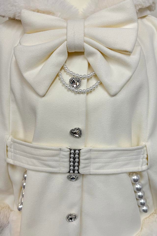 リズリサ ケープ ポンチョ コート ホワイト Princess Melody】ベルト