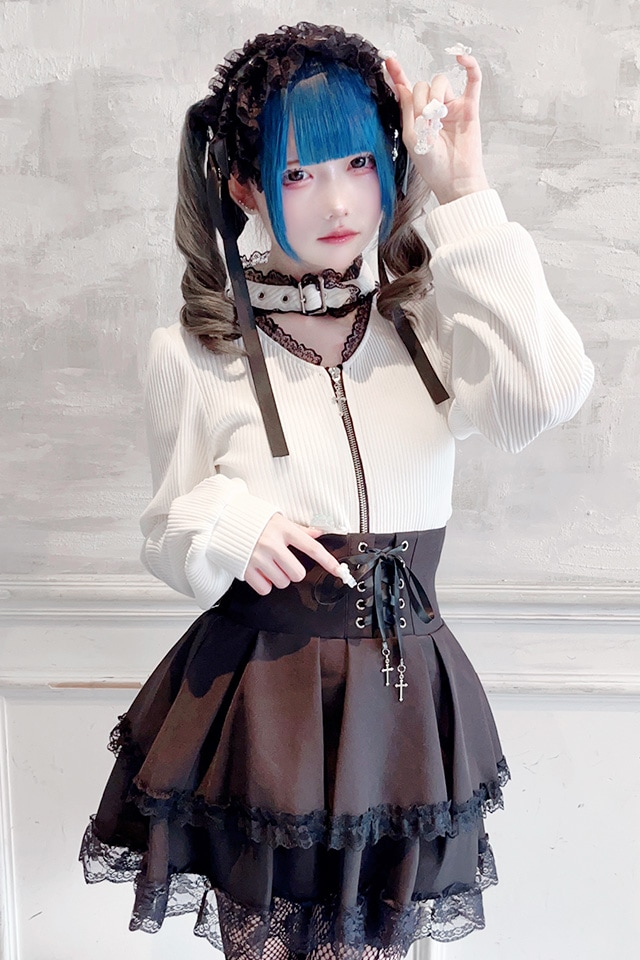 MA*RS】クロスZIPテレコトップス - ホワイト size-F | 地雷系・量産型