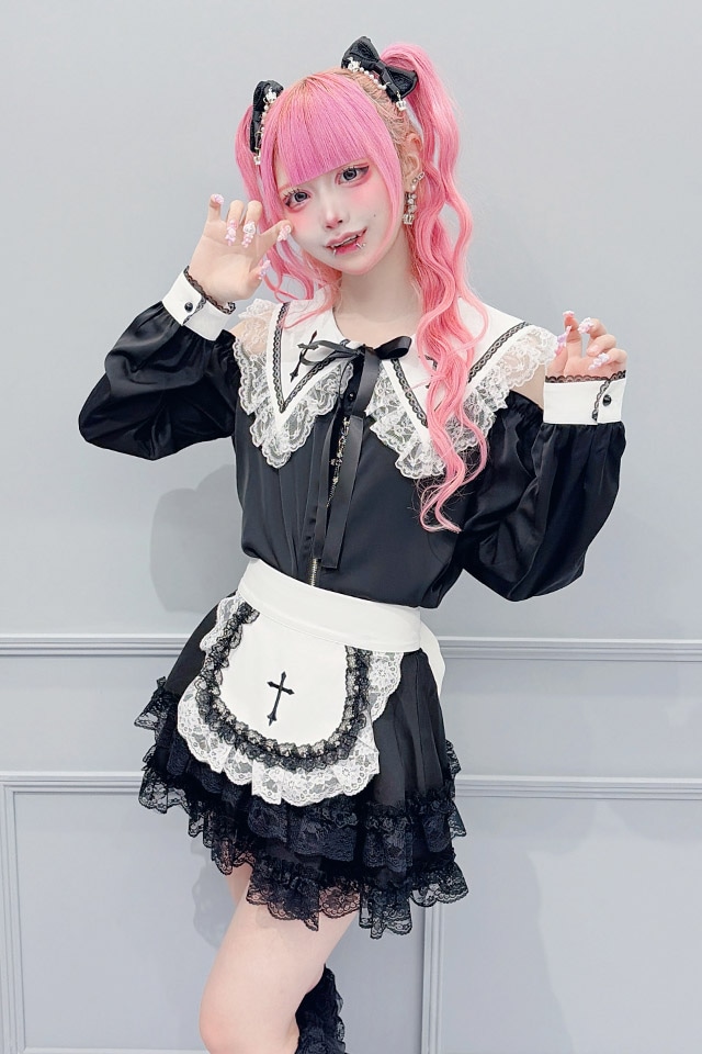 専用【m−rose様】 MA*RS】肩開きクロス刺繍ブラウス - ホワイト size-F | 地雷系・量産型