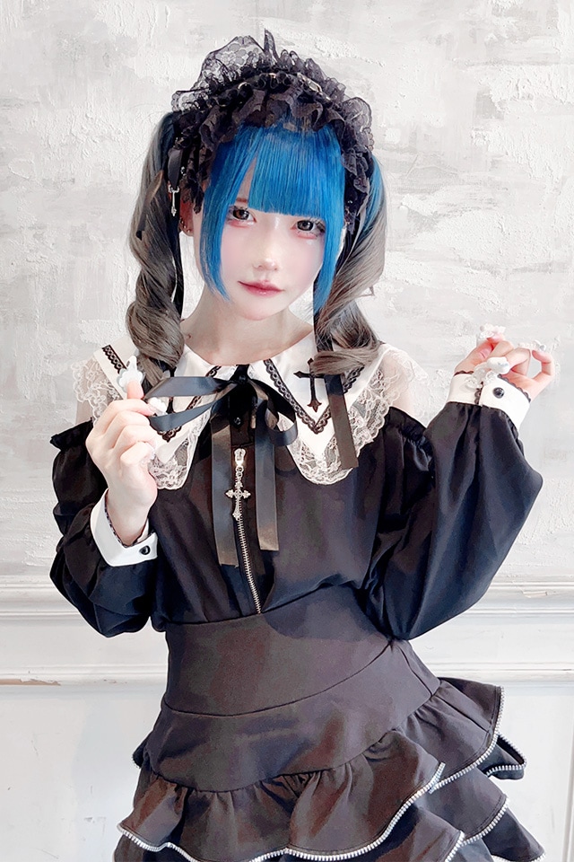 ボスママさま専用です☆クロスステッチプリントブラウスとバッグのセット　92804 MA*RS】肩開きクロス刺繍ブラウス - ホワイト size-F | 地雷系