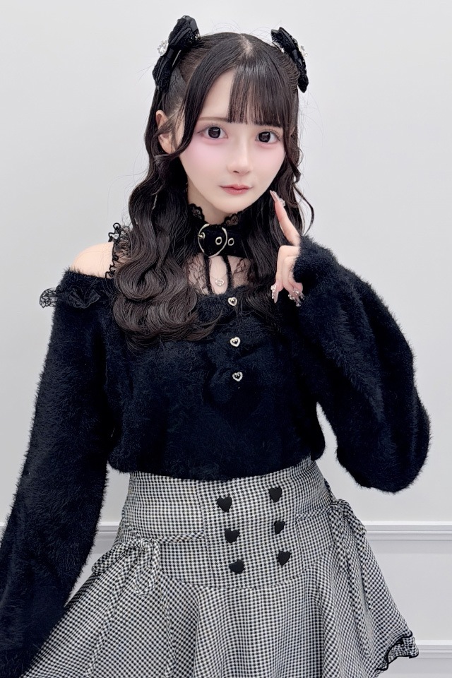 MA*RS】ハートチョーカー付き3つリボンニット - ブラック size-F