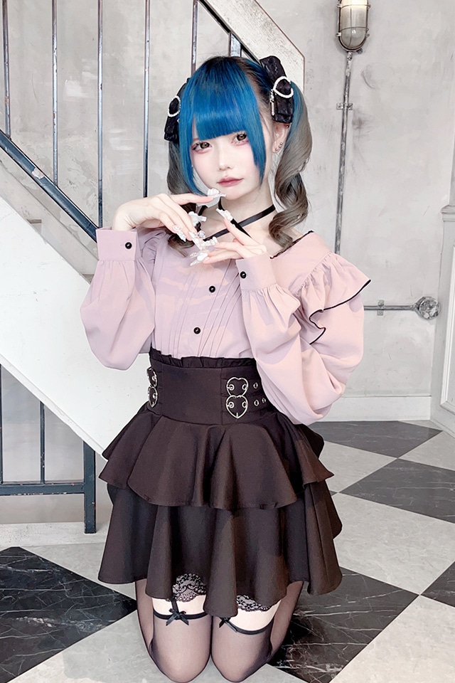 ★レア★　MARS マーズ　リボン付フリルMARSストーンロゴ柄長傘　黒✗ピンク ミルキートーンアンブレラ_POE長傘 | CRUX UMBRELLA CATALOG