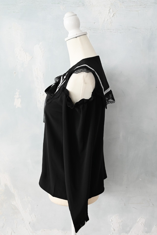 MA*RS】肩開きクロス刺繍ブラウス - ブラック size-F | 地雷系