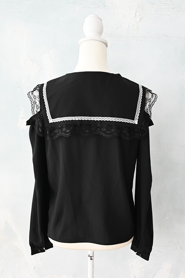 MA*RS】肩開きクロス刺繍ブラウス - ブラック size-F | 地雷系