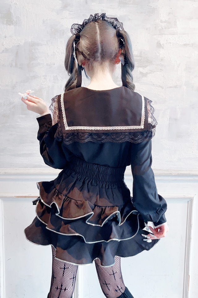 MA*RS】肩開きクロス刺繍ブラウス - ブラック size-F | 地雷系