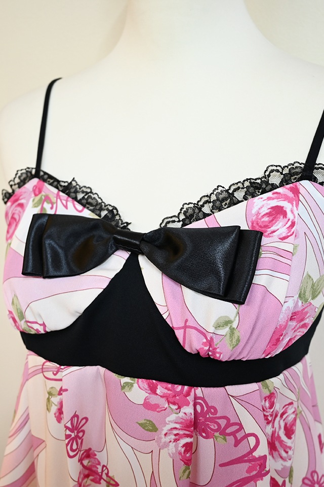 MARS マーズ　ゼブラ薔薇柄　キャミソール　ピンク MA*RS】【通販限定販売】幾何学バラ柄キャミソール - ピンク size-F