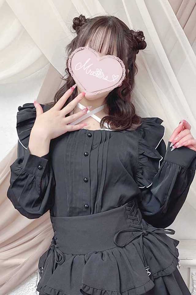 MA*RS】サテンリボン付きフリルブラウス - BLK/ホワイト size-F