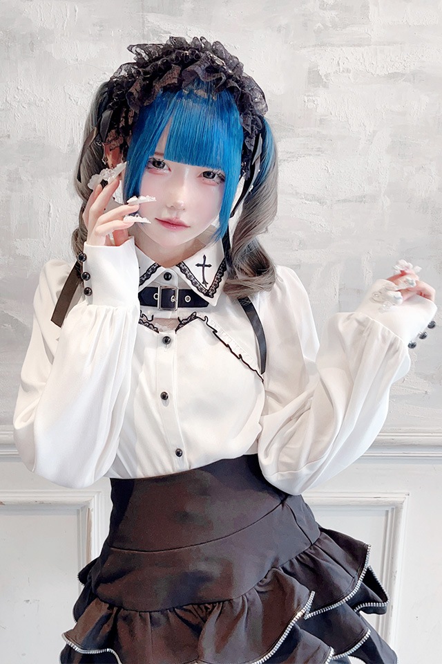 MA*RS】胸開きクロス刺繍ブラウス - ホワイト size-F | 地雷系