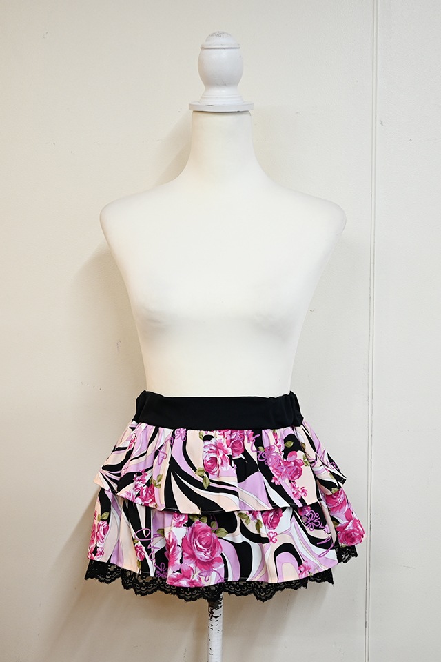 MA*RS】【通販先行販売】幾何学バラ柄スカート - ブラック size-F