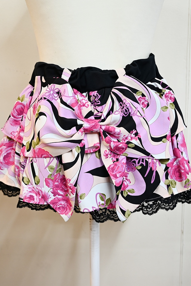 MA*RS】【通販先行販売】幾何学バラ柄スカート - ブラック size-F