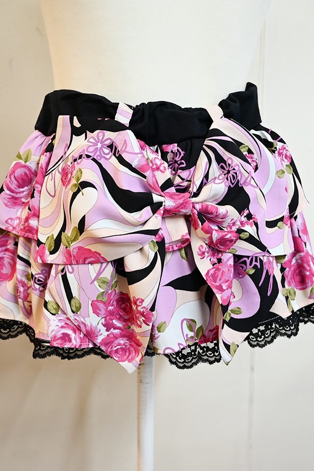 MA*RS】【通販限定販売】幾何学バラ柄スカート - ブラック size-F