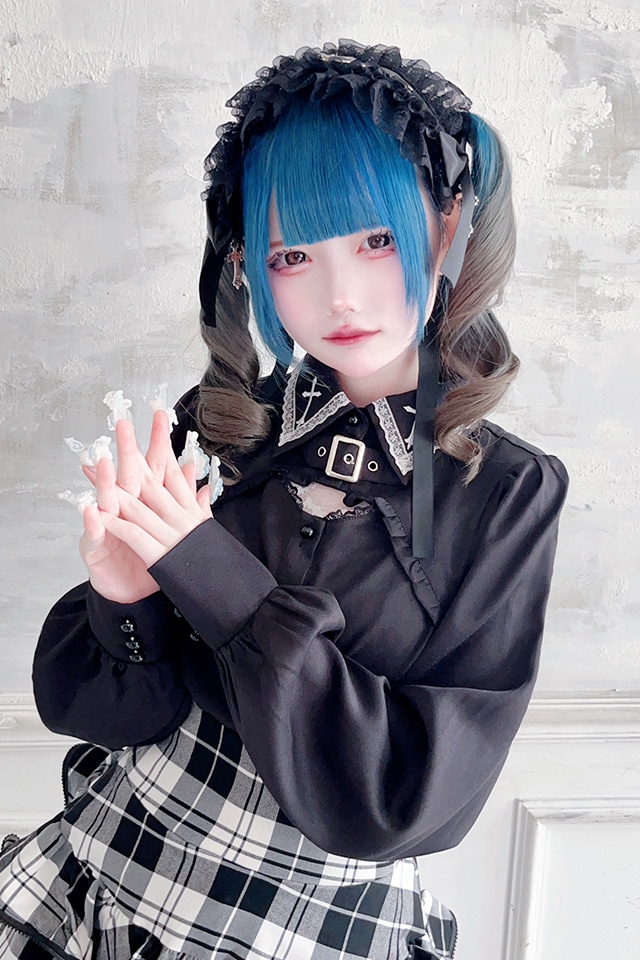 【新品】&エルシー　猫スケッチブラウス necono ネコノ 猫の首輪 Luce Ribbon dauble ルーチェ リボン