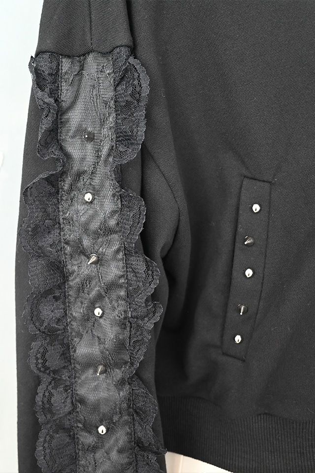 MA*RS】スタッズ付きクロス刺繍ショートパーカー - ブラック