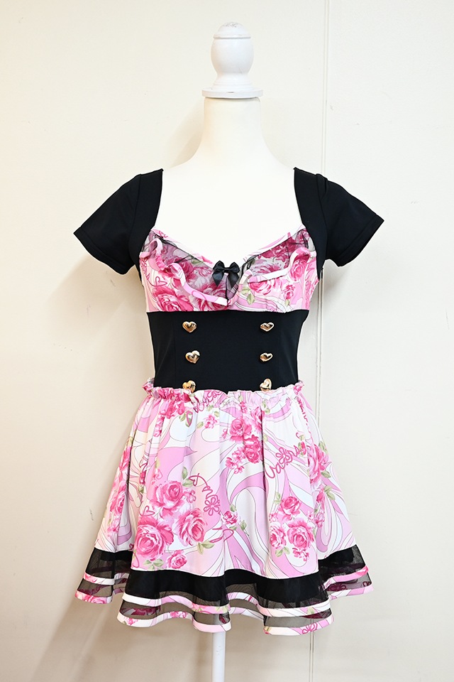 MA*RS】【通販限定販売】幾何学バラ柄ワンピース - ピンク size-F