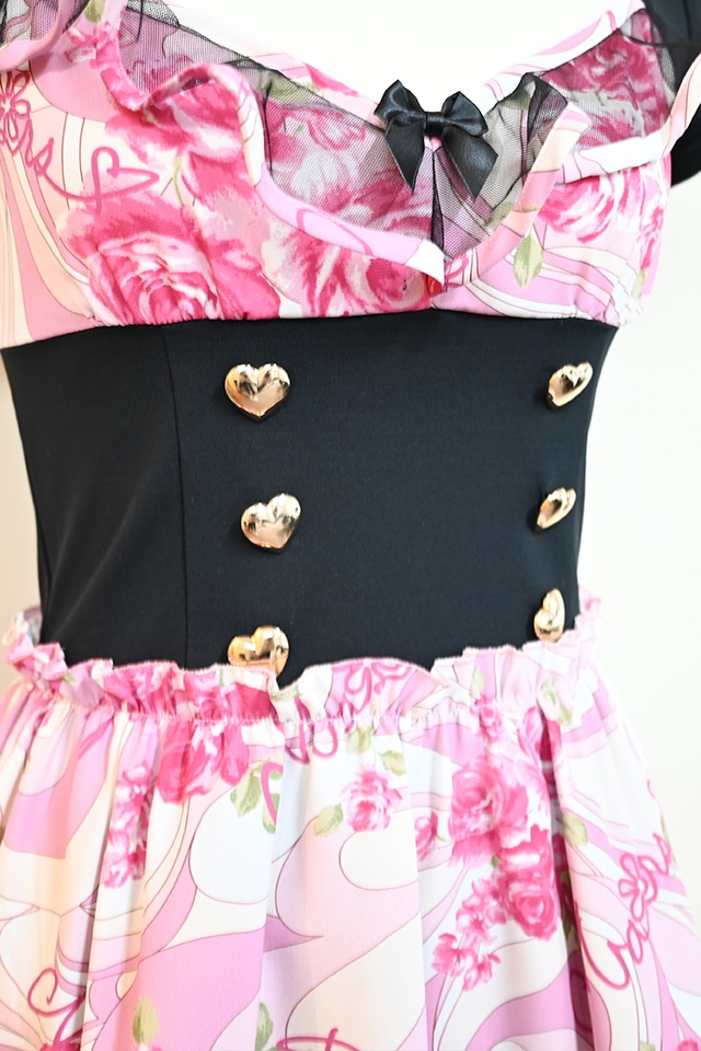 MA*RS】【通販先行販売】幾何学バラ柄ワンピース - ピンク size-F