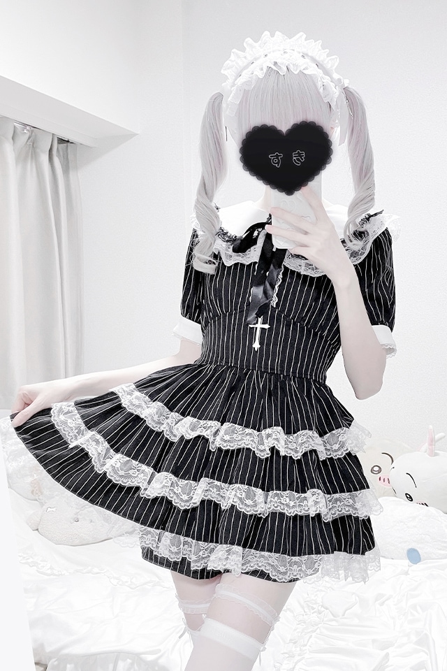 MA*RS】【2点SET】クロス刺繍ティアードセットアップ - WHT/ブラック