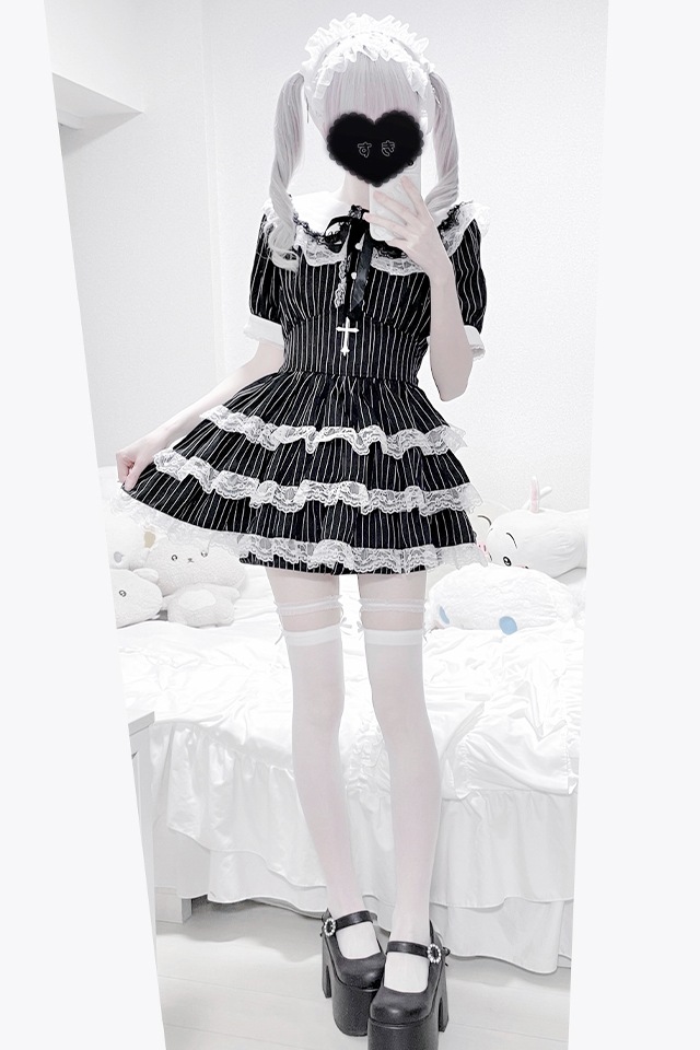 MA*RS】【2点SET】クロス刺繍ティアードセットアップ - WHT/ブラック