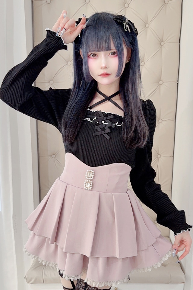 MA*RS】フリルリボンテレコトップス - BLK/BLK size-F | 地雷系・量産