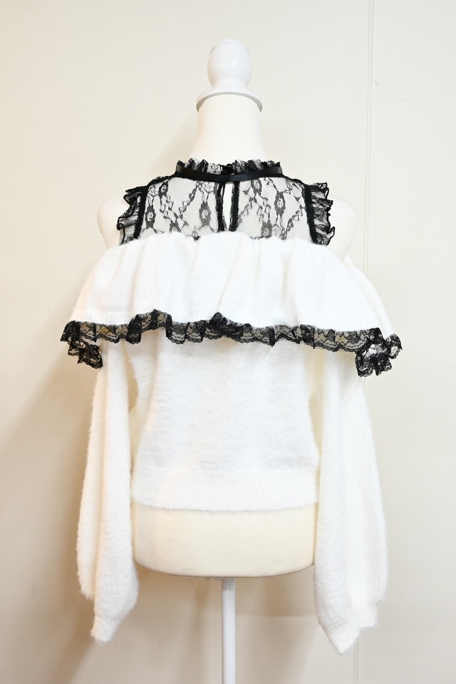 MA*RS】クロスチャーム付きオフショルニット - ホワイト size-F | 地雷