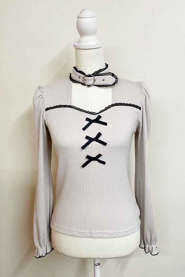 ゆぴまる★ randy ベルテッドフーディートップス MA*RS】ハートベルト付きテレコトップス - PNK/ブラック size-F