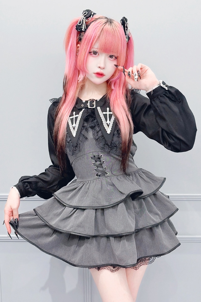 MA*RS】【2点SET】ZIPフリルキャミワンピース - グレー size-F | 地雷