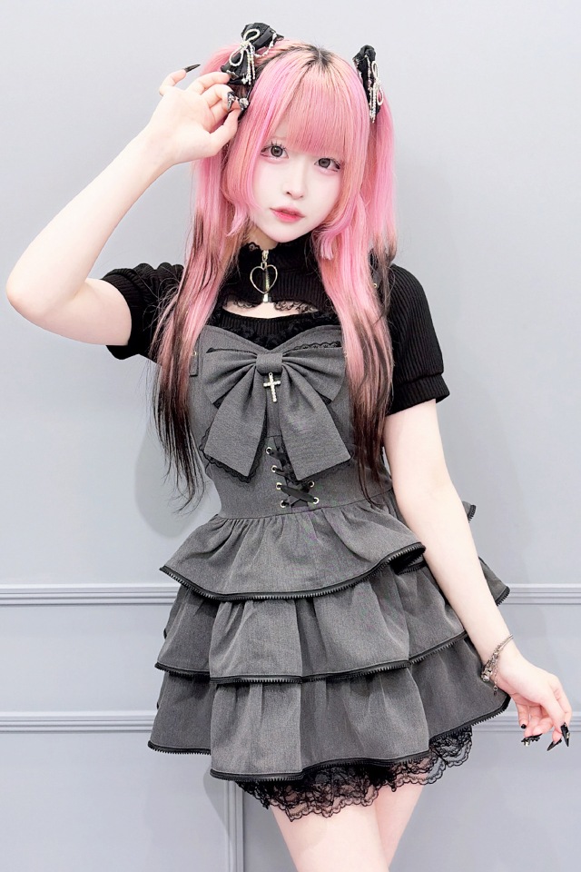 MA*RS】【2点SET】ZIPフリルキャミワンピース - グレー size-F | 地雷