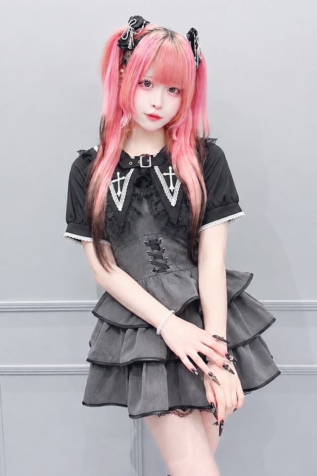 MA*RS】【2点SET】ZIPフリルキャミワンピース - グレー size-F | 地雷