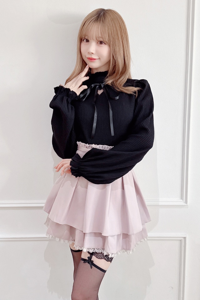 MA*RS】ワントーンハートくり抜きテレコトップス - BLK/BLK size-F