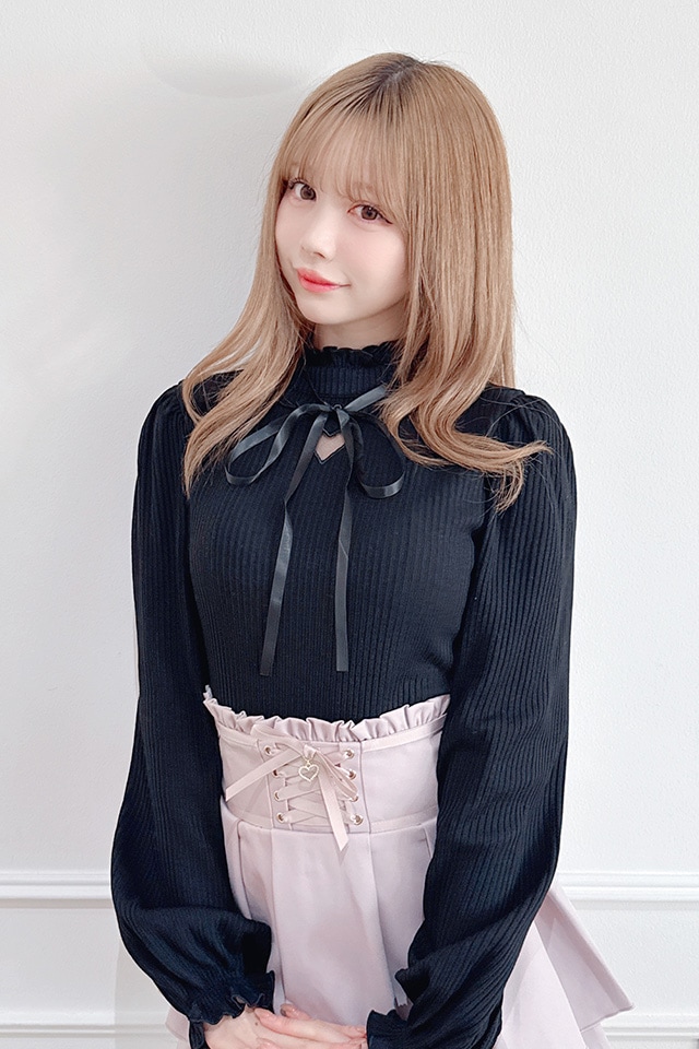 MA*RS】ワントーンハートくり抜きテレコトップス - BLK/BLK size-F