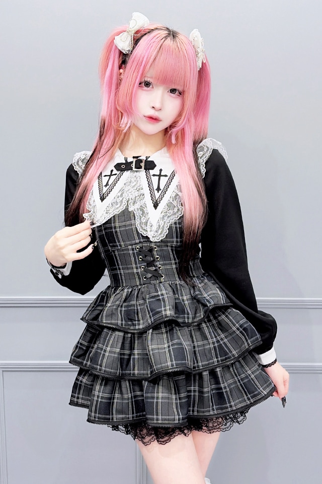 MA*RS】【2点SET】ZIPフリルキャミワンピース - BLK/ホワイト size-F