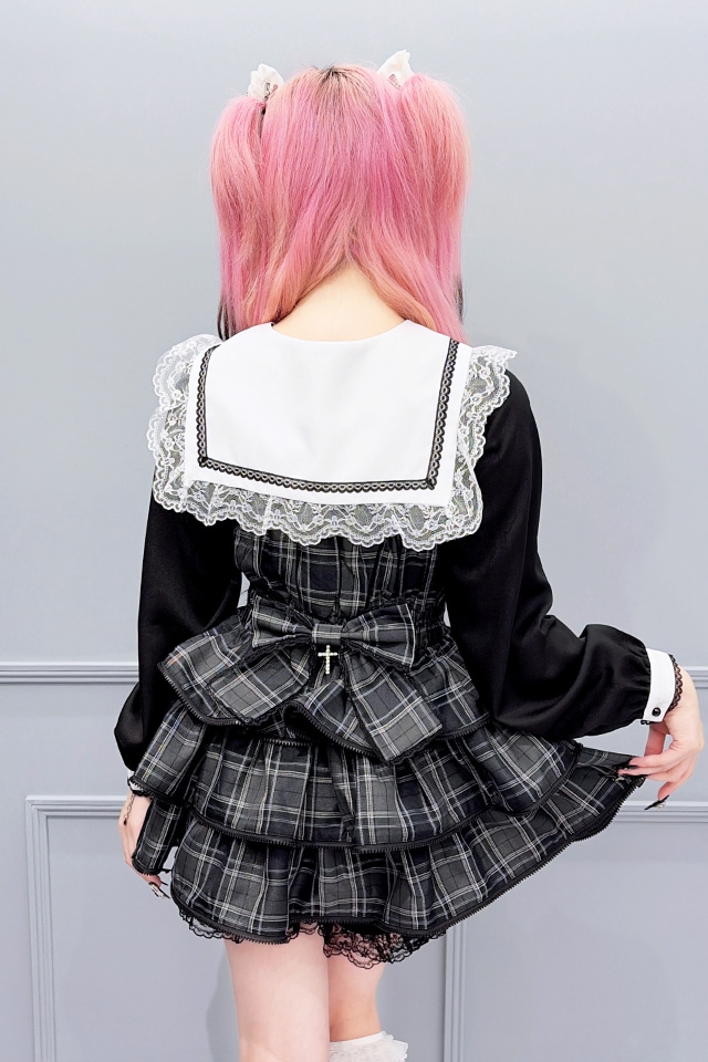 MA*RS】【2点SET】ZIPフリルキャミワンピース - BLK/ホワイト size-F