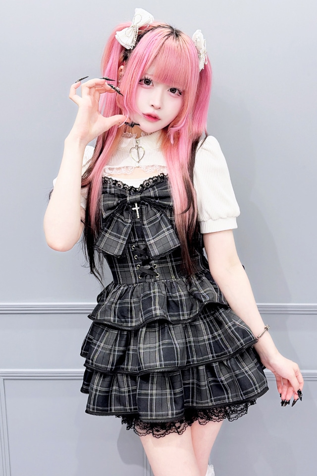 MA*RS】【2点SET】ZIPフリルキャミワンピース - BLK/ホワイト size-F