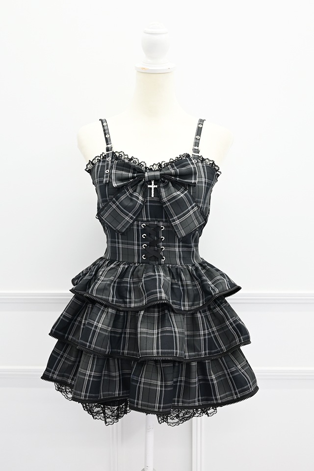 MA*RS】【2点SET】ZIPフリルキャミワンピース - BLK/ホワイト size-F