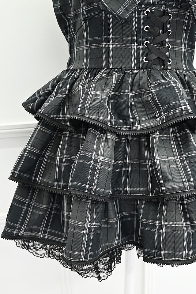 MA*RS】【2点SET】ZIPフリルキャミワンピース - BLK/ホワイト size-F