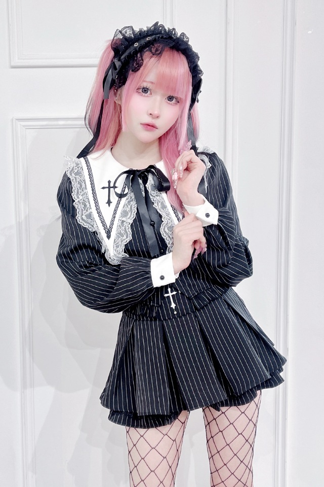 MA*RS】【通販先行販売】【2点SET】クロス刺繍短丈セットアップ - BLK