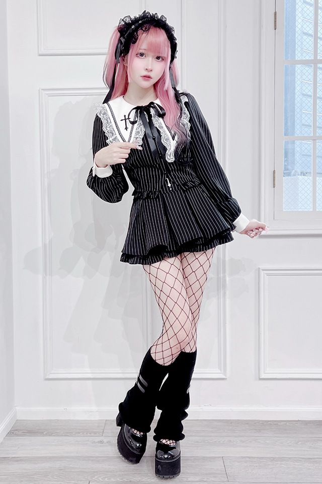 MA*RS】【2点SET】クロス刺繍短丈セットアップ - BLK/ホワイト size-F