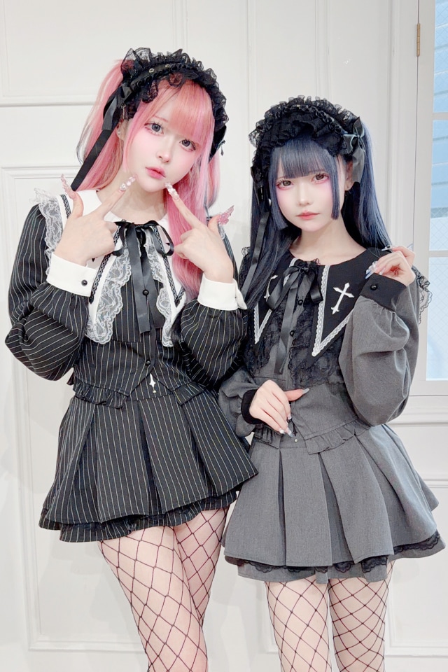 MA*RS】【通販先行販売】【2点SET】クロス刺繍短丈セットアップ - BLK