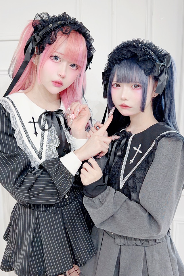 MA*RS】【通販先行販売】【2点SET】クロス刺繍短丈セットアップ - BLK