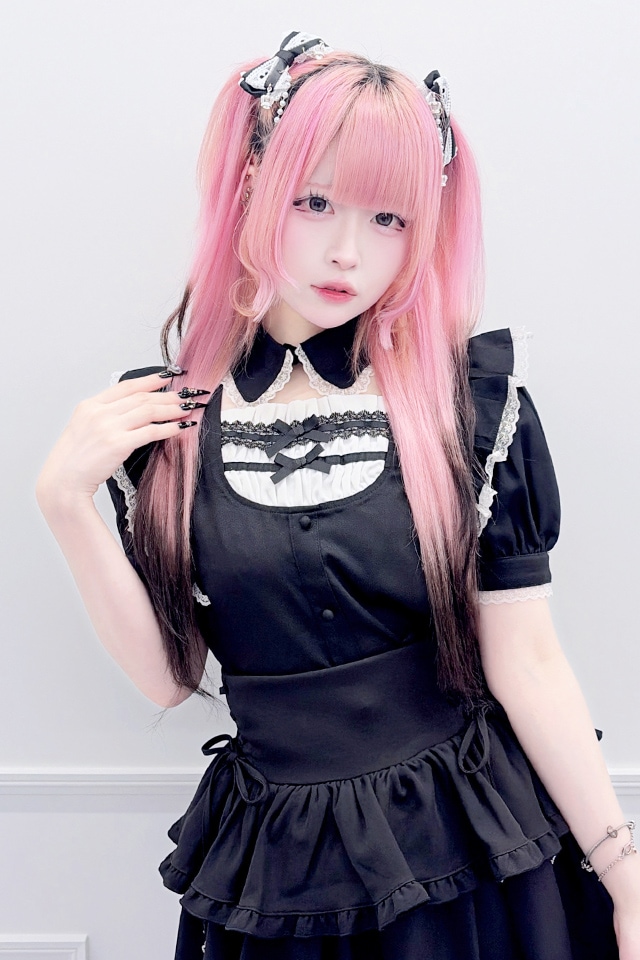 専用　新品未使用タグ付　rosymonster トリプルフリルブラウス　ピンク MA*RS】ヨークリボンフリルブラウス - ブラック size-F | 地雷系・量産