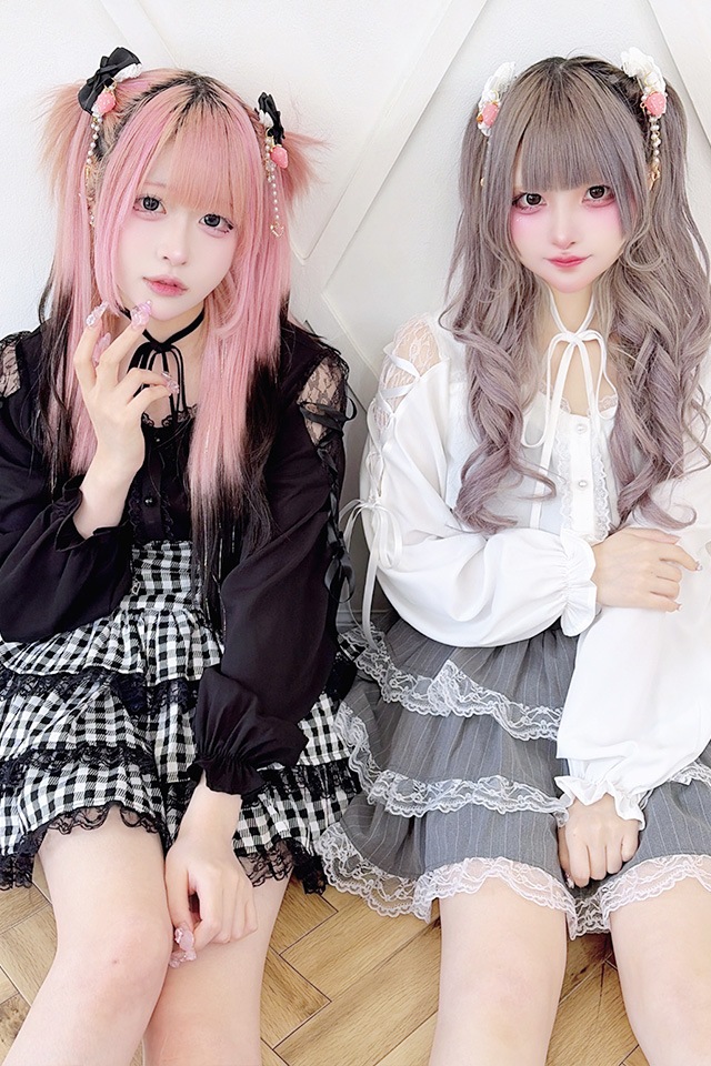 MA*RS♡マーズ♡ma*rs mars MARS レーストリプルリボンシャツ♡ MA*RS】肩フリルちびリボンレーストップス - BLK/BLK size-F | 地雷系