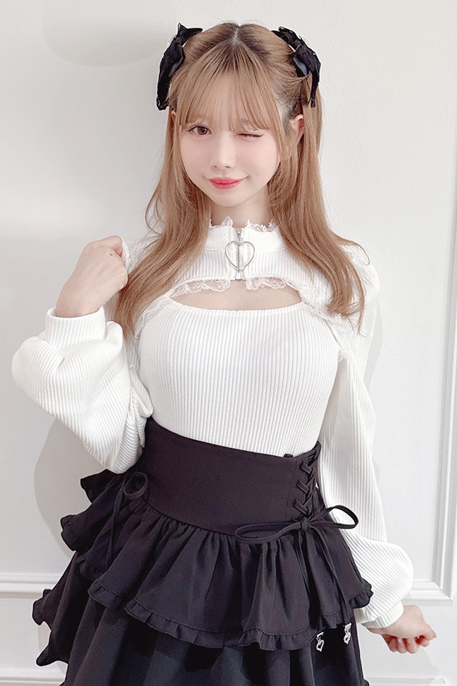 MA*RS】ハートZIPテレコトップス - ホワイト size-F | 地雷系・量産型