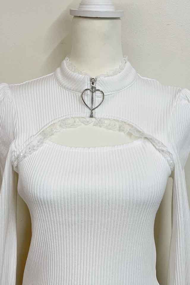 MA*RS】ハートZIPテレコトップス - ホワイト size-F | 地雷系・量産型