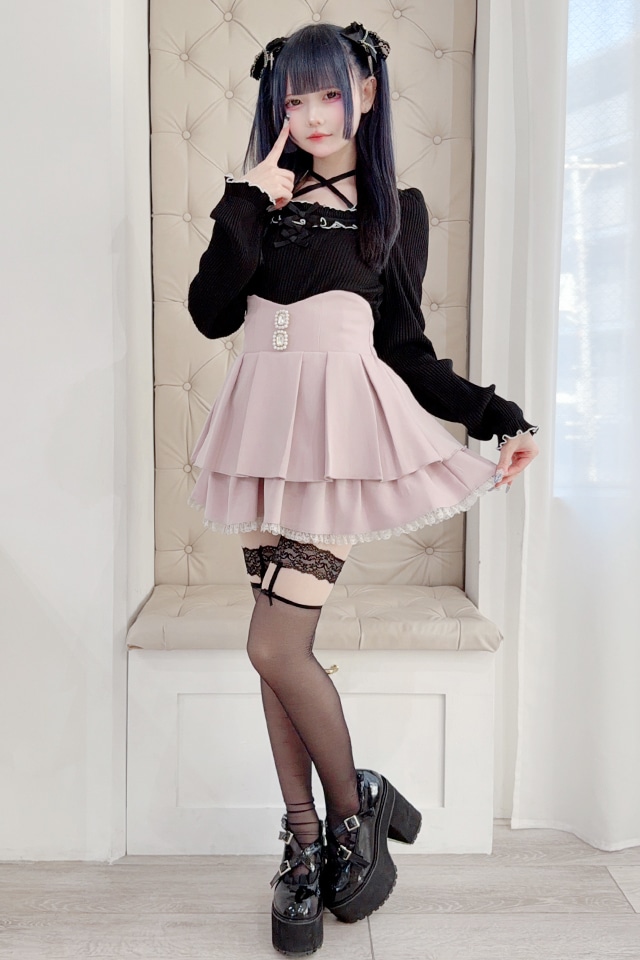 MA*RS】ビジュー付き二段フリルスカパン - ピンク size-F | 地雷系