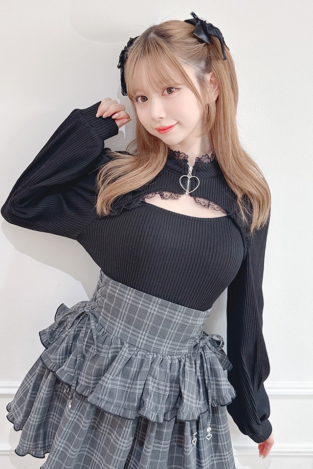 MA*RS】ハートZIPテレコトップス - ブラック size-F | 地雷系・量産型