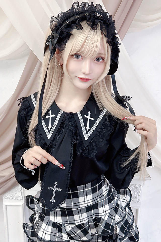 新品　未使用　メアリーマグダレン　リボン付きレースカフス・ロング　ブラック　黒 Mary Magdalene｜メアリーマグダレン