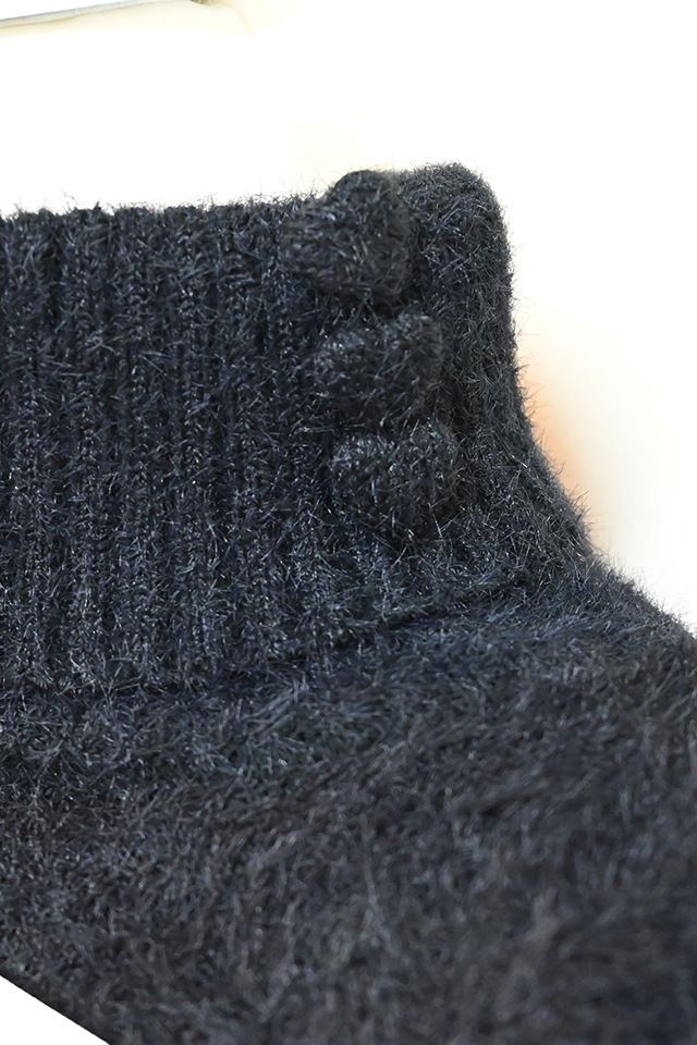 MA*RS】アームウォーマー付き胸開きシャギーニット - BLK/ホワイト