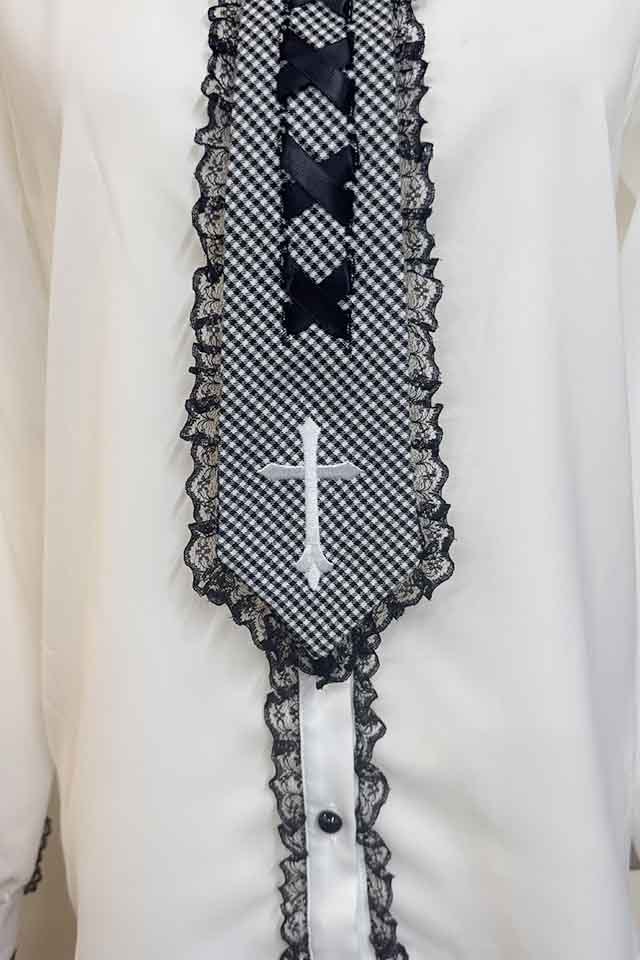 MA*RS】クロス刺繍ネクタイ付きブラウス - BLK/ホワイト size-F