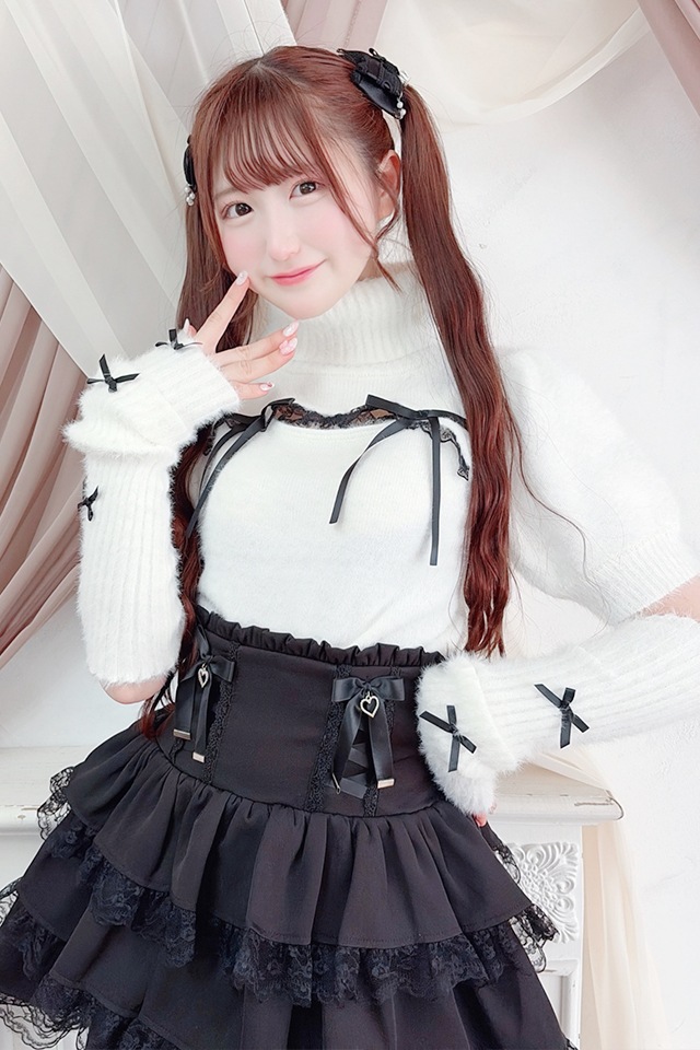 MA*RS】アームウォーマー付き胸開きシャギーニット - WHT/ブラック