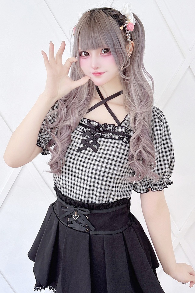 MA*RS】フリルリボンテレコトップス - BLK/ホワイト size-F | 地雷系