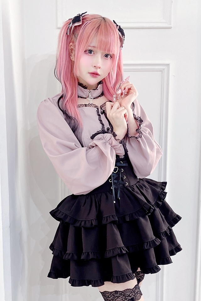 MA*RS】クロスチョーカー付きブラウス - ピンク size-F | 地雷系・量産